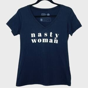Black v neck “Nasty Woman” t shirt size medium